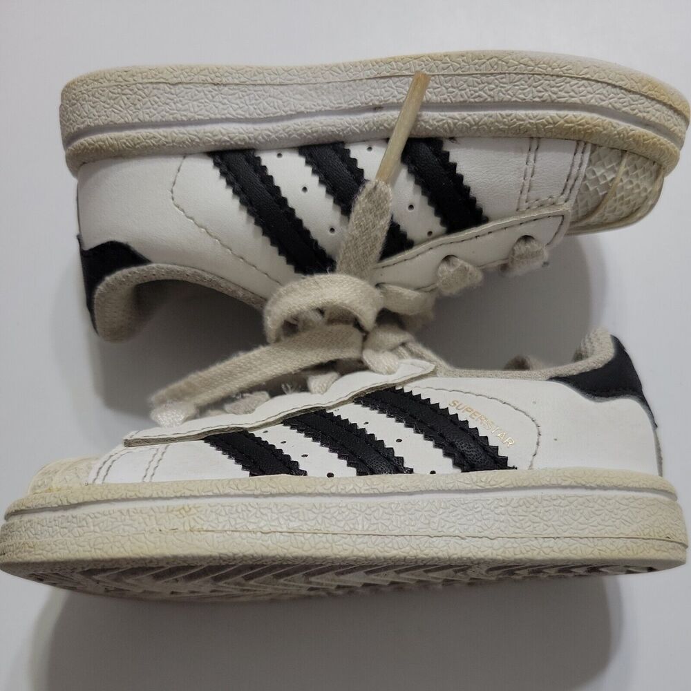 Adidas Superstar Sneakers Girls 4K Shoes White Black Three Striped Original Lace